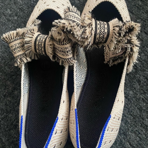 Unique Beige Flats with Fringe Detail - Picture 2 of 5